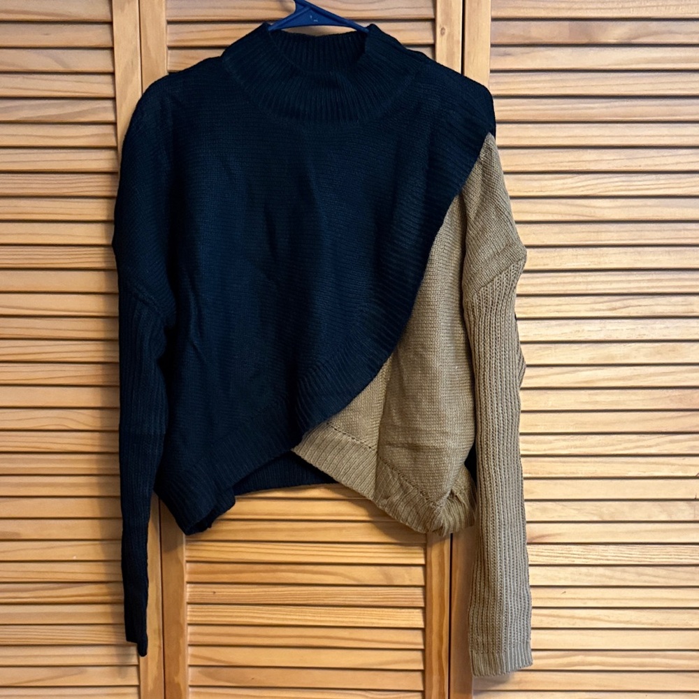 SHEIN Black and Brown Asymmetrical Sweater